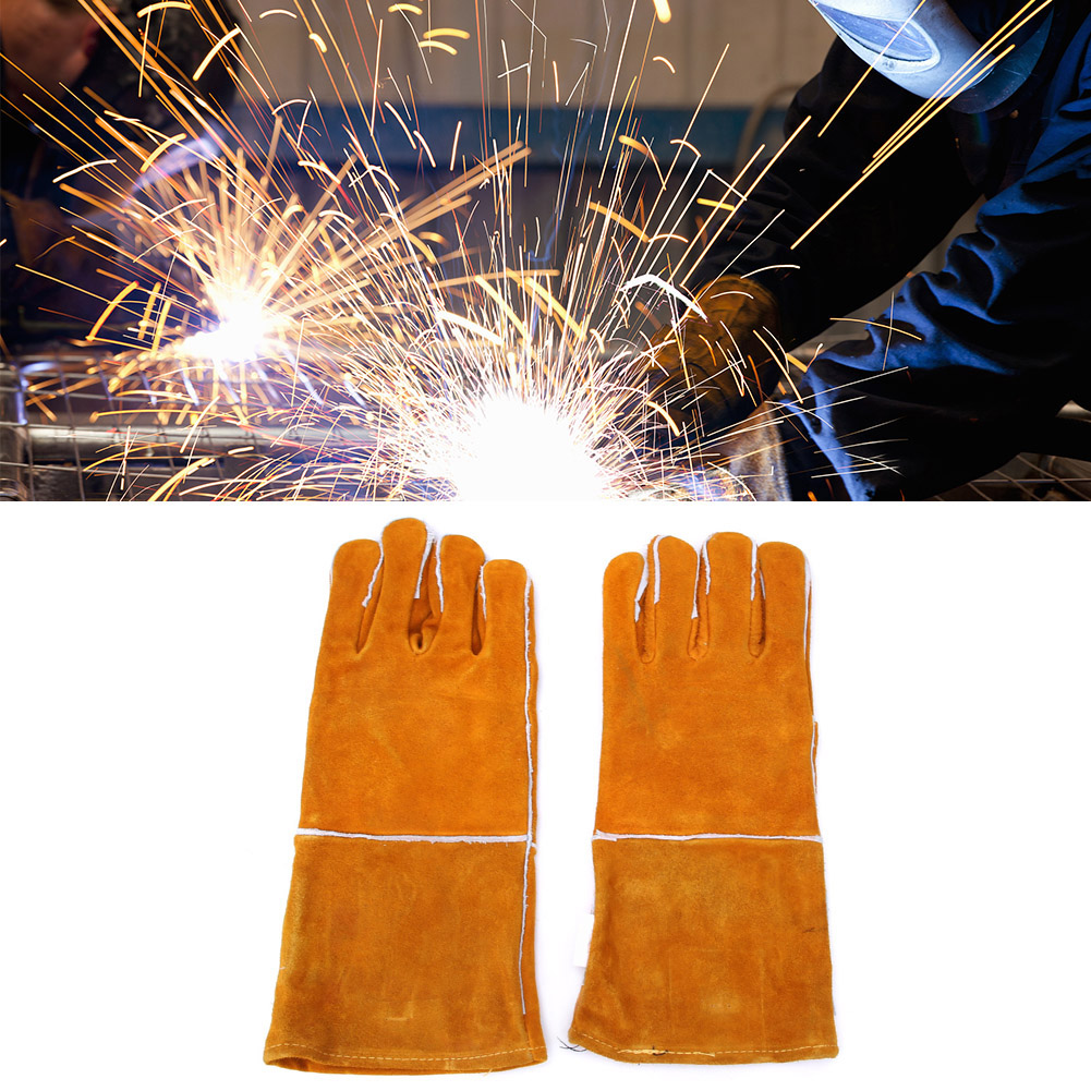 1 Paar Schweißerhandschuhe Aus Robustem Rindsleder – Sicherheitshandschuhe Für Schweißerarbeiten – Handwerkzeugzubehör