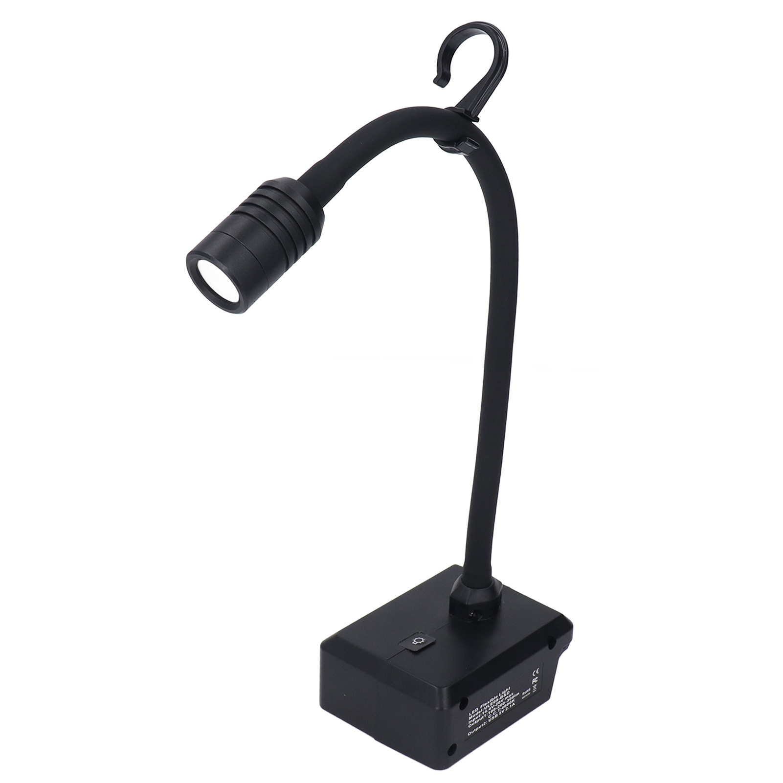 Kabellose Led-arbeitsleuchte Mit Schwanenhals, 3 Leuchtmodi, Zwei Usb-anschlüsse Und Haken Für 20-v-batterie