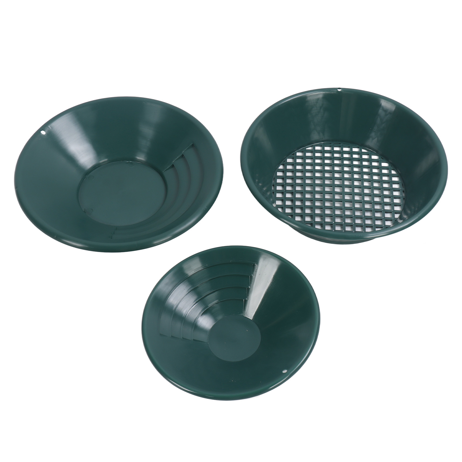 3-teiliges Goldwaschpfannen-set Aus Abs-kunststoff, Handbetrieben, Rund, Zum Goldwaschen Und Für Die Goldsuche.