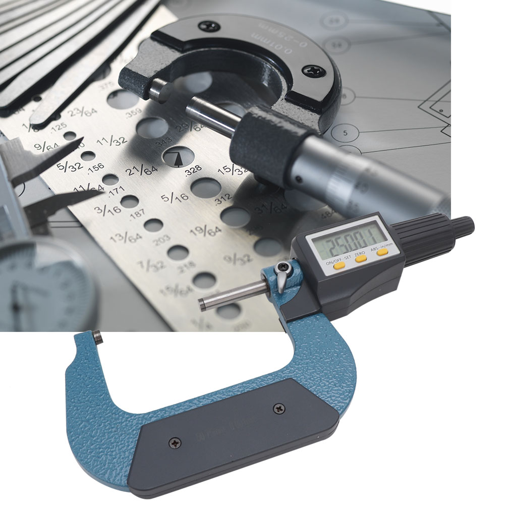 Mikrometer Aus Verchromter Legierung Mit Digitaler Anzeige Und Geringem Fehler, Auflösung 0,001 Mm (5075 Mm)