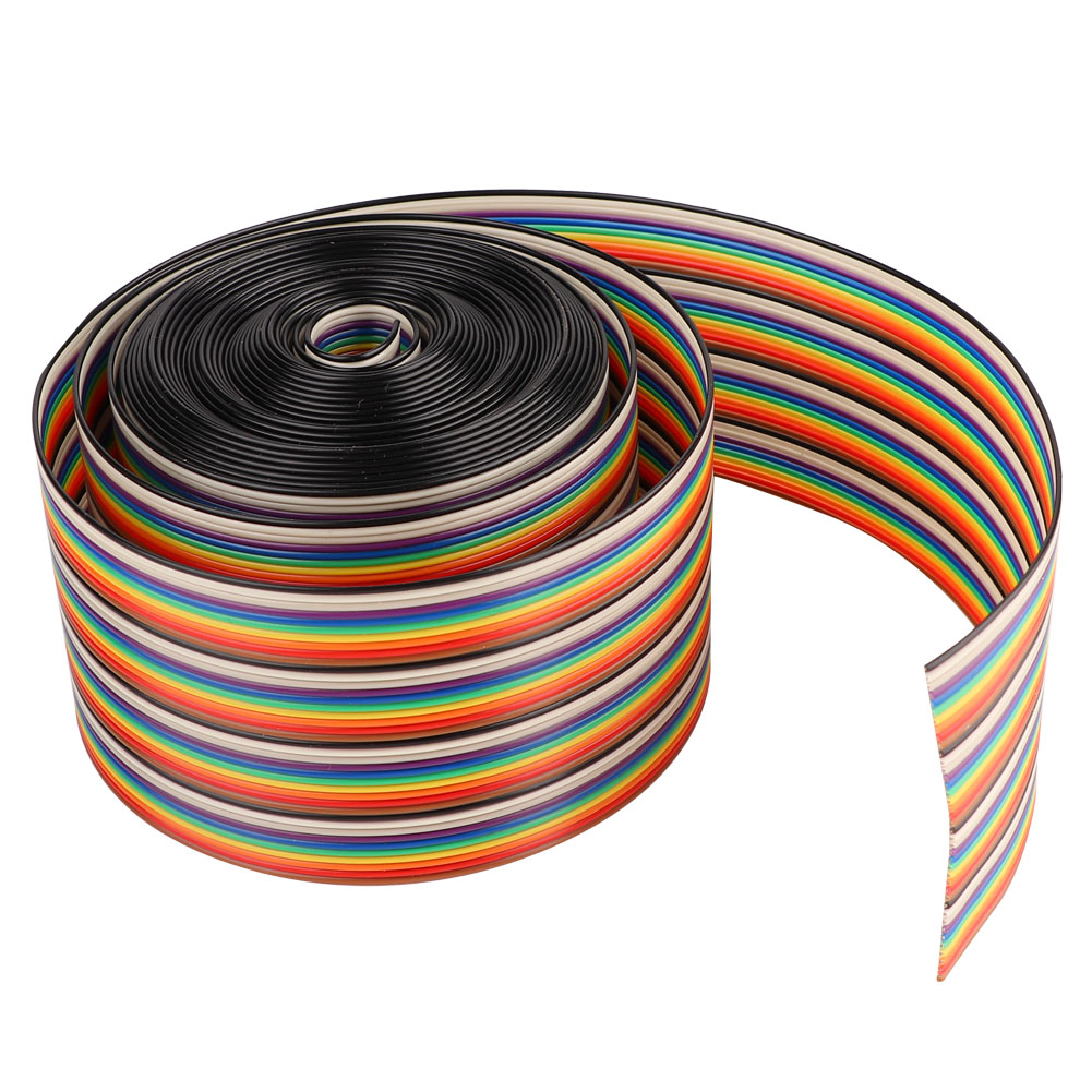 Buntes Flachbandkabel Mit 1,27 Mm Rastermaß, 40-adrig, Regenbogenfarben, Drahtbreite 5,08 Cm (5 Meter)