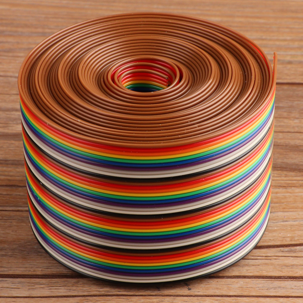 Buntes Flachbandkabel Mit 1,27 Mm Rastermaß, 40-adrig, Regenbogenfarben, Drahtbreite 5,08 Cm (1 Meter)