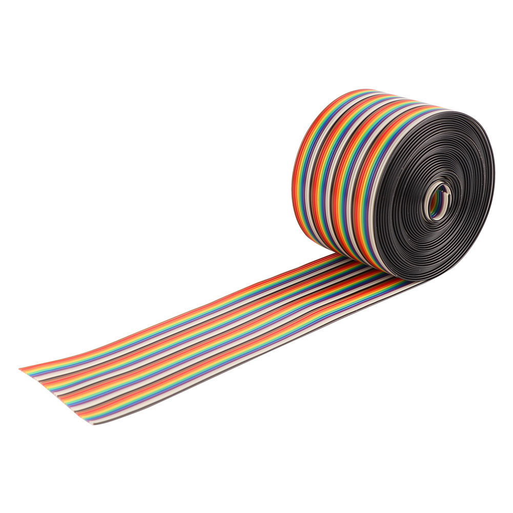 Buntes Flachbandkabel Mit 1,27 Mm Rastermaß, 40-adrig, Regenbogenfarben, Drahtbreite 5,08 Cm (2 Meter)