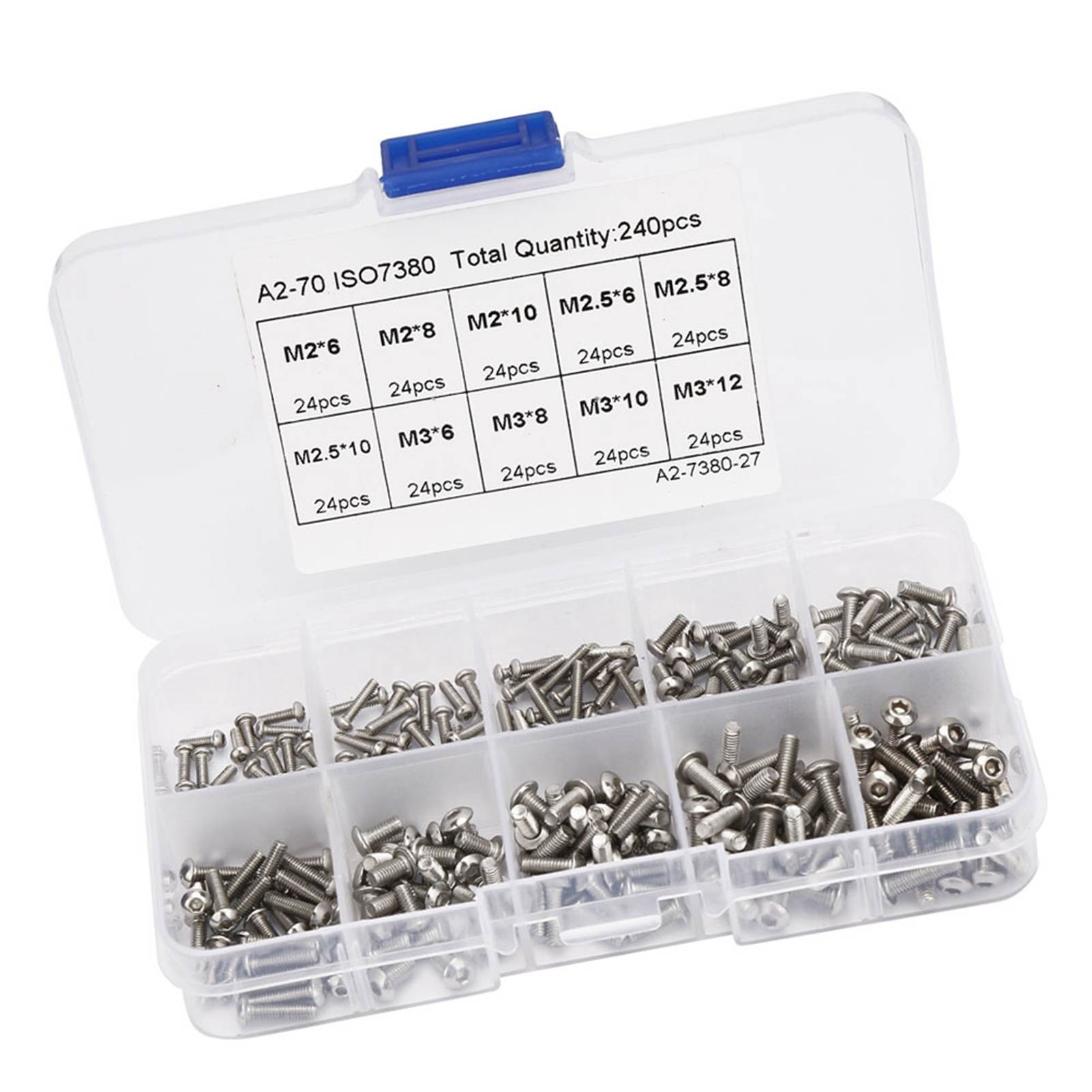 240 Stück M26m28m210m36m38m310m312m2,56m2,58m2,510 Innensechskantschraubensatz