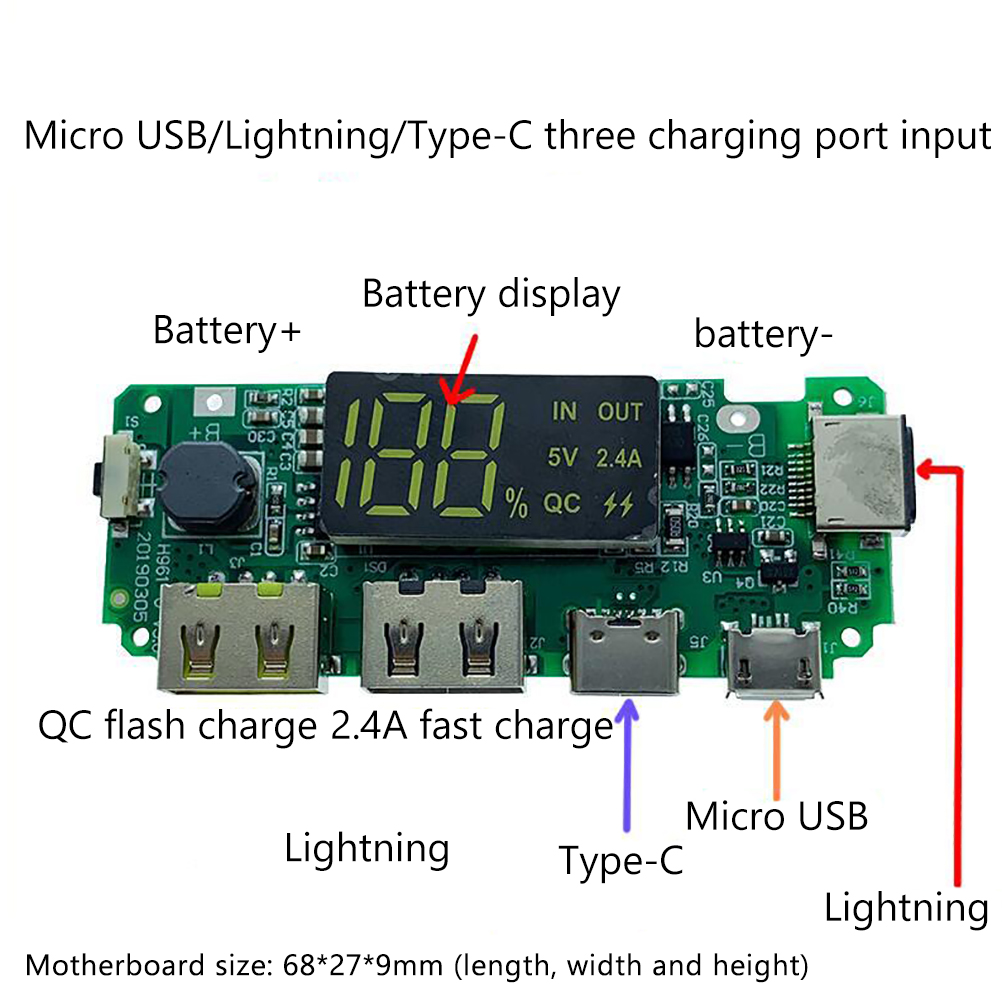 Usb Qc3.0 Schnelllademodul Für 18650 Lithium-ionen-akkus Und Powerbank-ladegerät