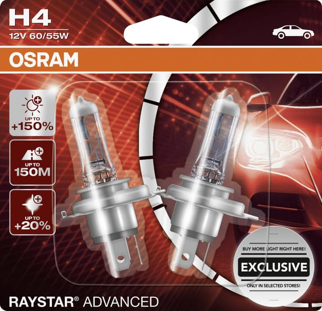 Osram - Halogenlampe H4 Raystar Advanced +150% 12V 60/55W Beleuchtung