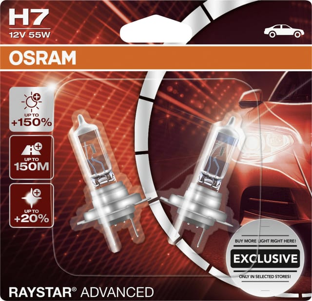 Osram Halogenlampe H7 Raystar Advanced +150% 12V 60/55W Beleuchtung