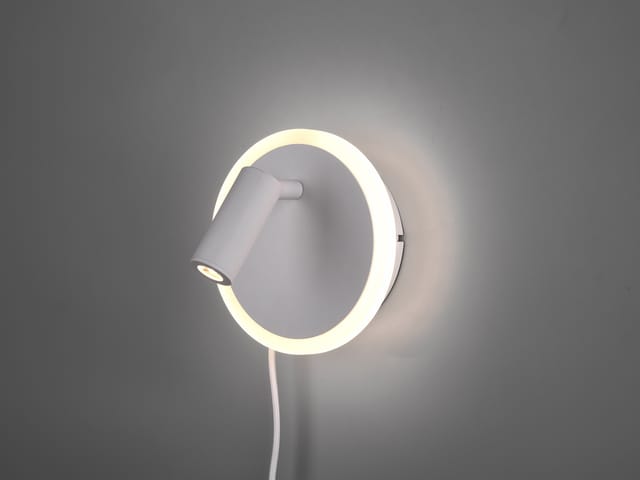 Trio - led Wandleuchte jordan Weiß mit Leselampe & Stecker, ø 15cm