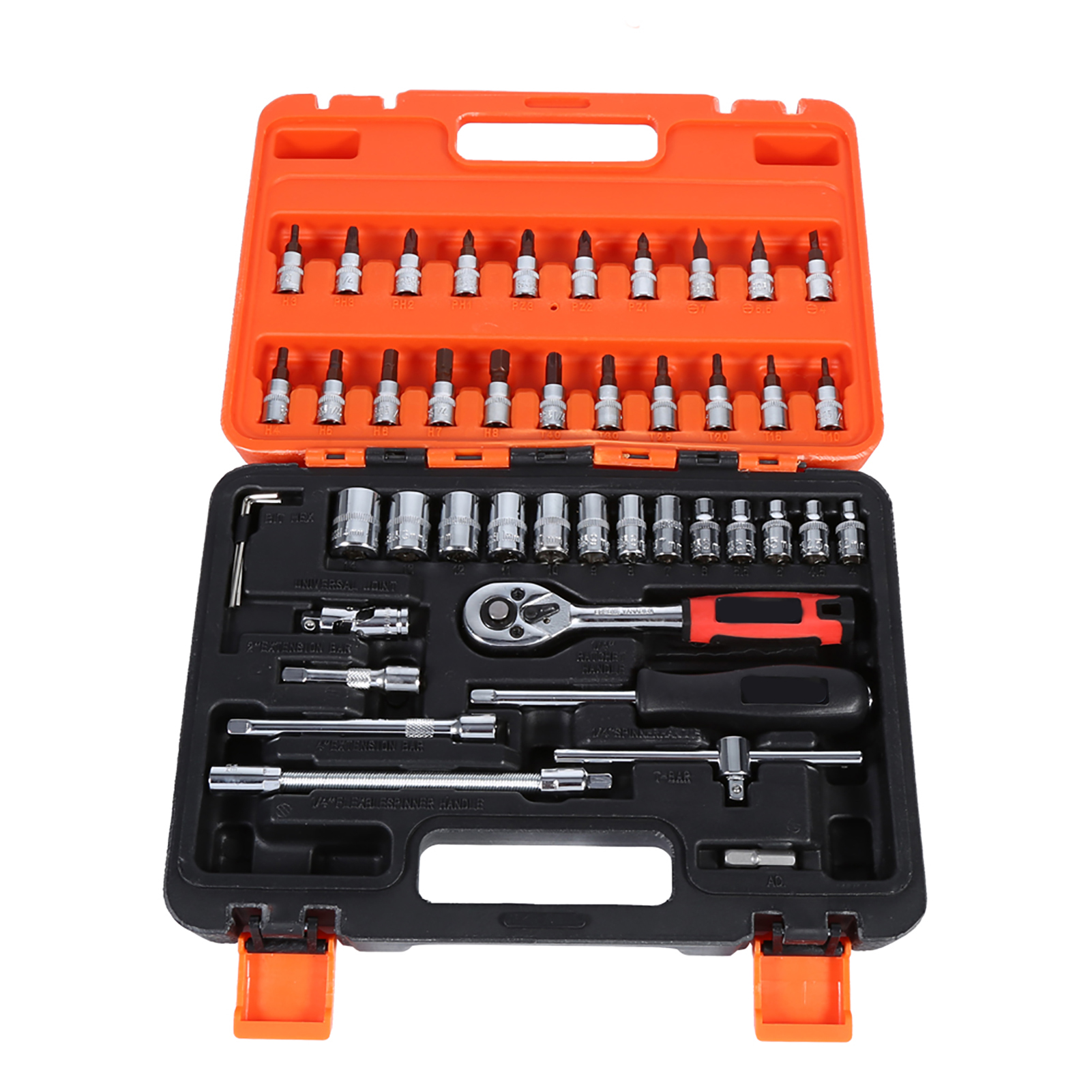 46-teiliger Steckschlüsselsatz Mit 1/4"-antrieb, Metrischer Verlängerung Und Box