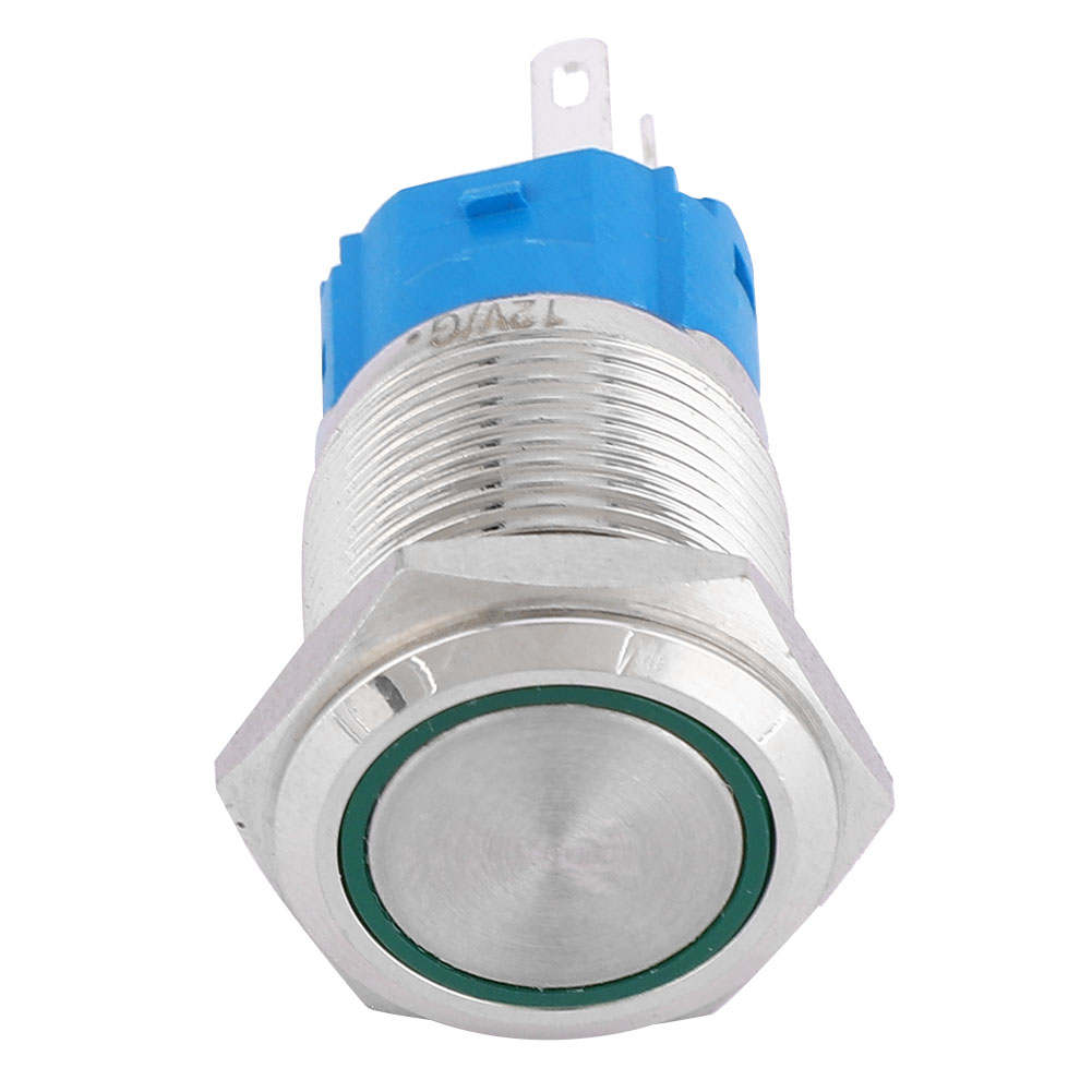 16-mm-led-drucktaster Mit Selbstrückstellung (1 Schließer, 1 Öffner) Aus Metall Für Fahrzeugmodifikationen (grünes Licht, 24 V)