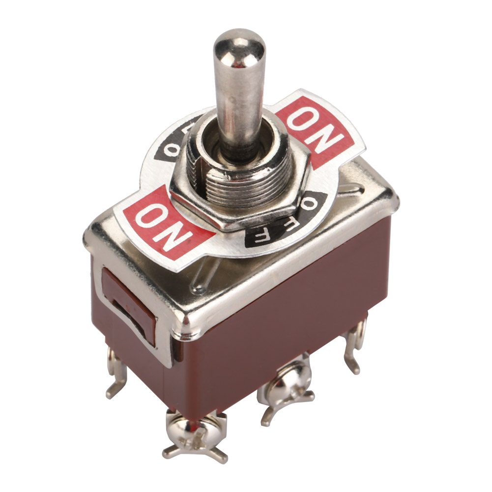 5 Stück Kippschalter Dpdt 6-polig, 3-positionen, Ternippelbetrieben, Ein/aus, 250 V, 15 A, 12 Mm Befestigungsloch