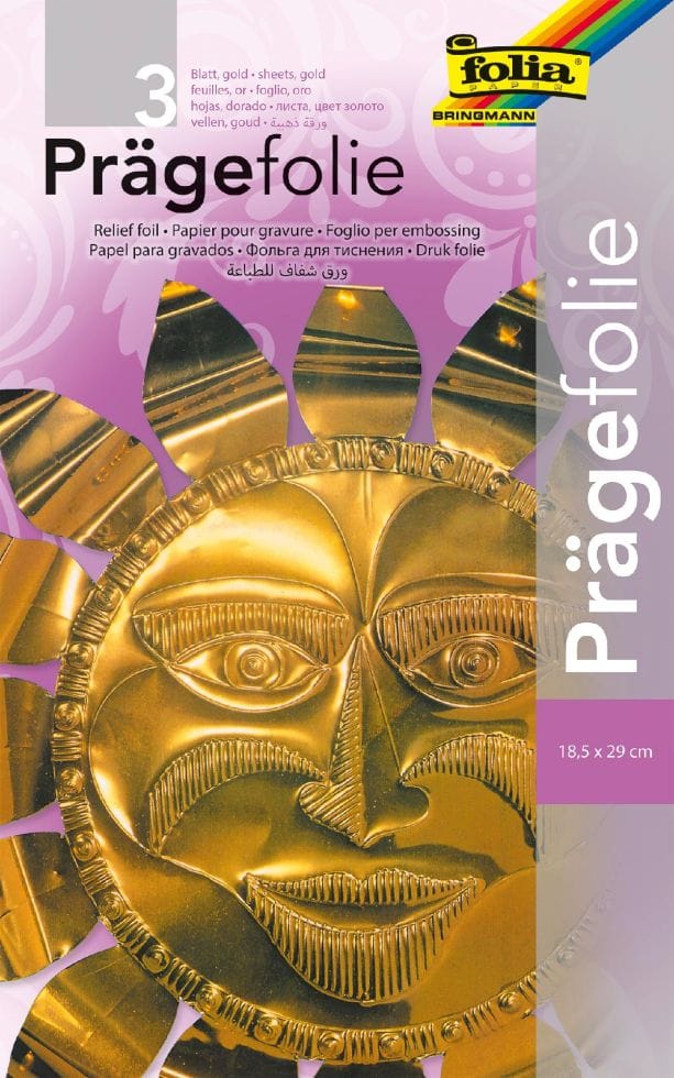Glorex Prägefolie gold Hartmetall 19 x 30 cm, 3 Blatt Bastelpapier