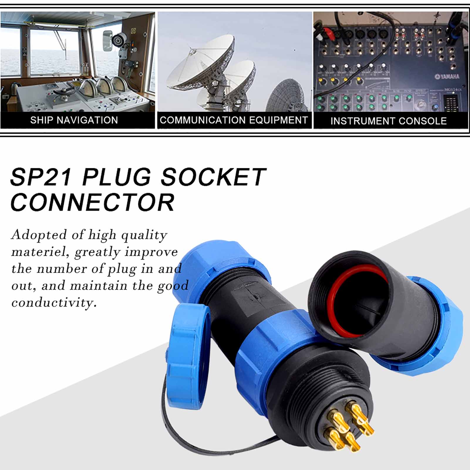 Sp21 Ip68 5-poliger Wasserdichter Kunststoff-luftfahrtstecker-kabelverbinder (5-polig)