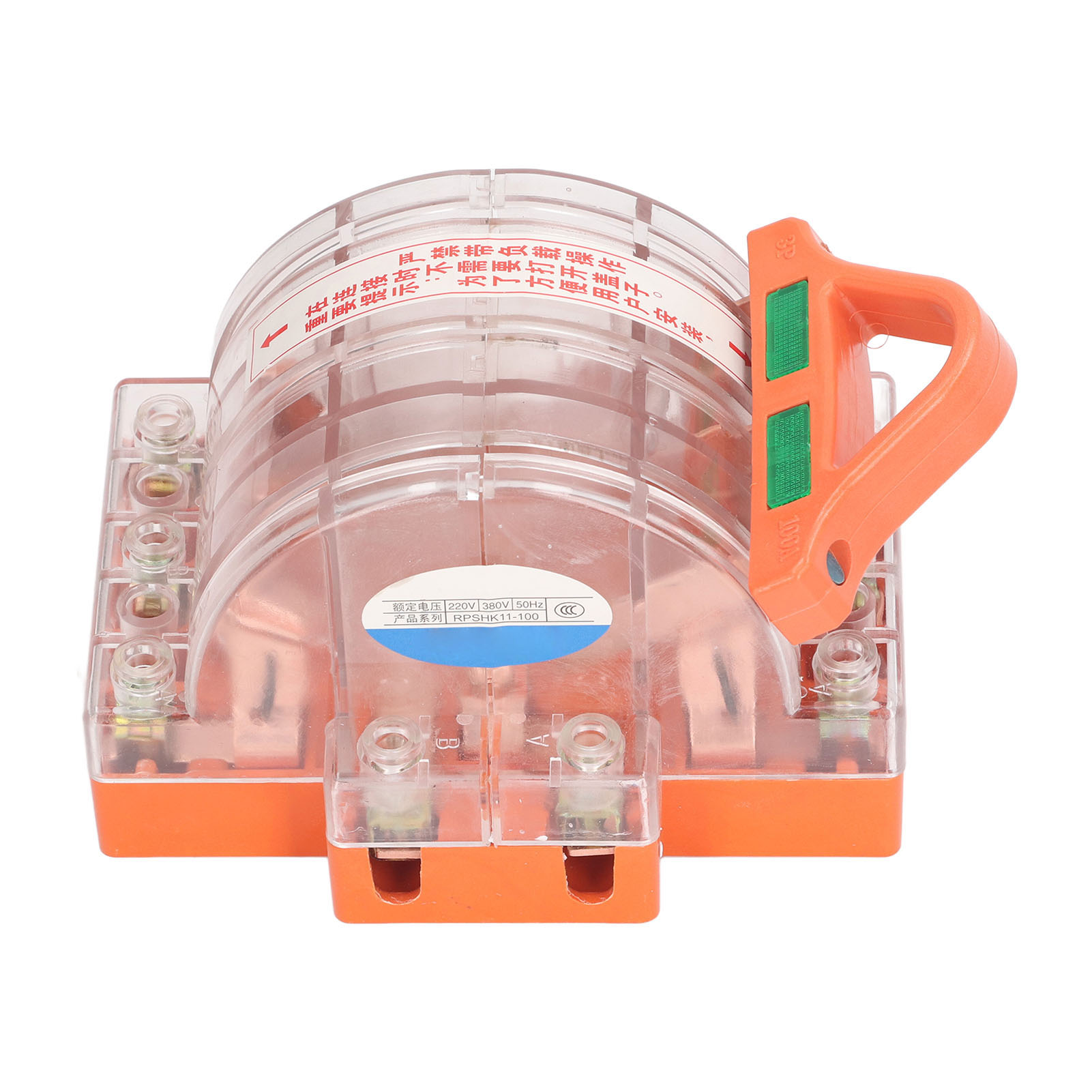 Elektrischer Messerschalter, 3-polig, 2-fach Umschalter, Messingkontakte, Transparente Abdeckung, 220 V/380 V, Für Stromkreise Bis 100 A