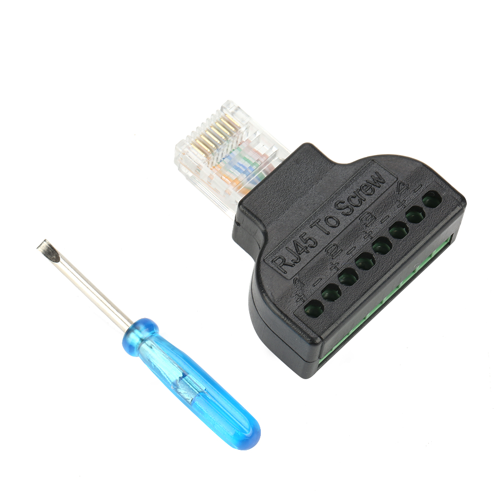 2 Stück Rj45-stecker Auf 8-poligen Av-schraubklemmen-adapterblock-konverteranschluss Cctv