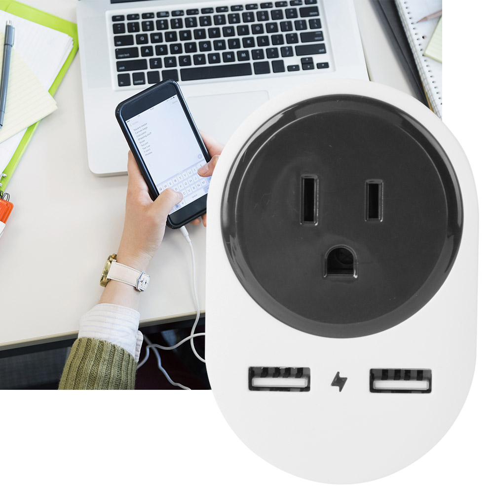 Reiseadapter Eu Auf Us/japanisch Mit Zwei Usb-anschlüssen Für Mobiltelefone Und Tablets (110–240 V/10 A)