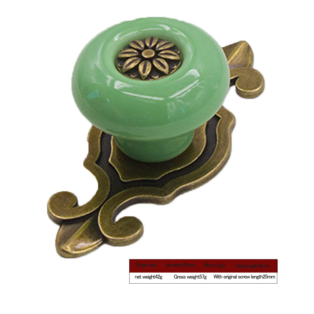 Vintage Keramik-türknauf, Schubladen-, Schrank-, Garderoben-möbelgriff (bronzegrün)