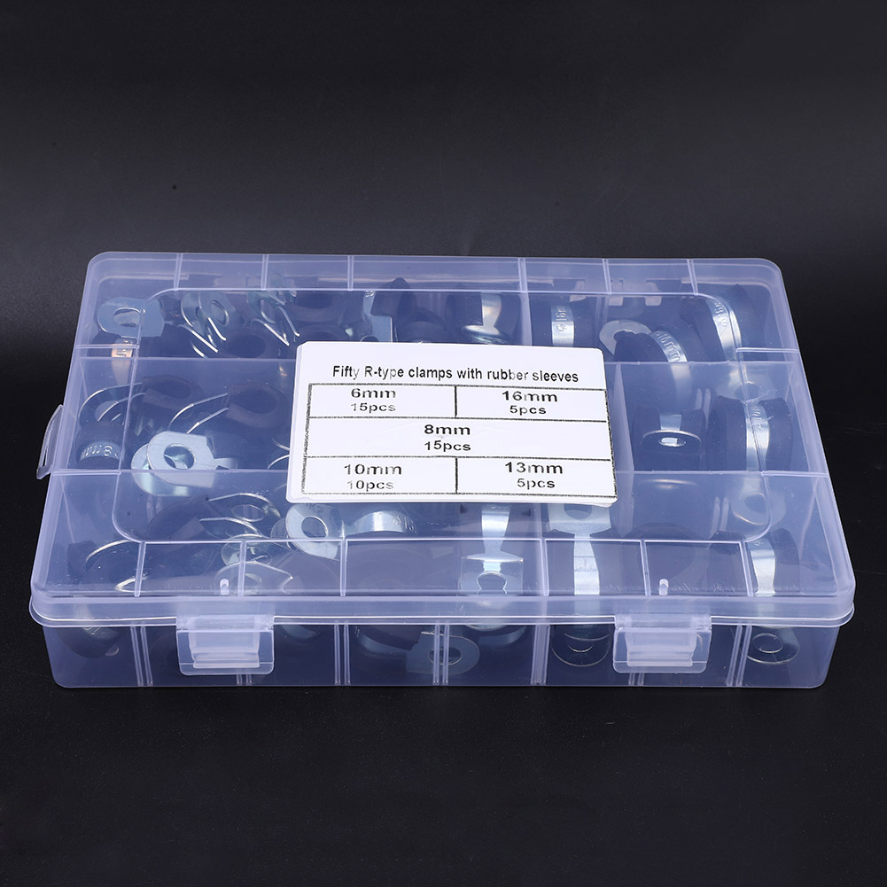 50 Stück R-förmige, Gummierte Schlauchschellen Für Elektrische Kabel, 6–16 Mm