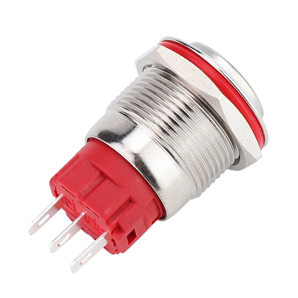Drucktaster Dc 9–30 V, 19 Mm, 1 Schließer, 1 Öffner, Edelstahlgehäuse, Selbstverriegelnd, Hoher Kopf, Selbstverriegelnd
