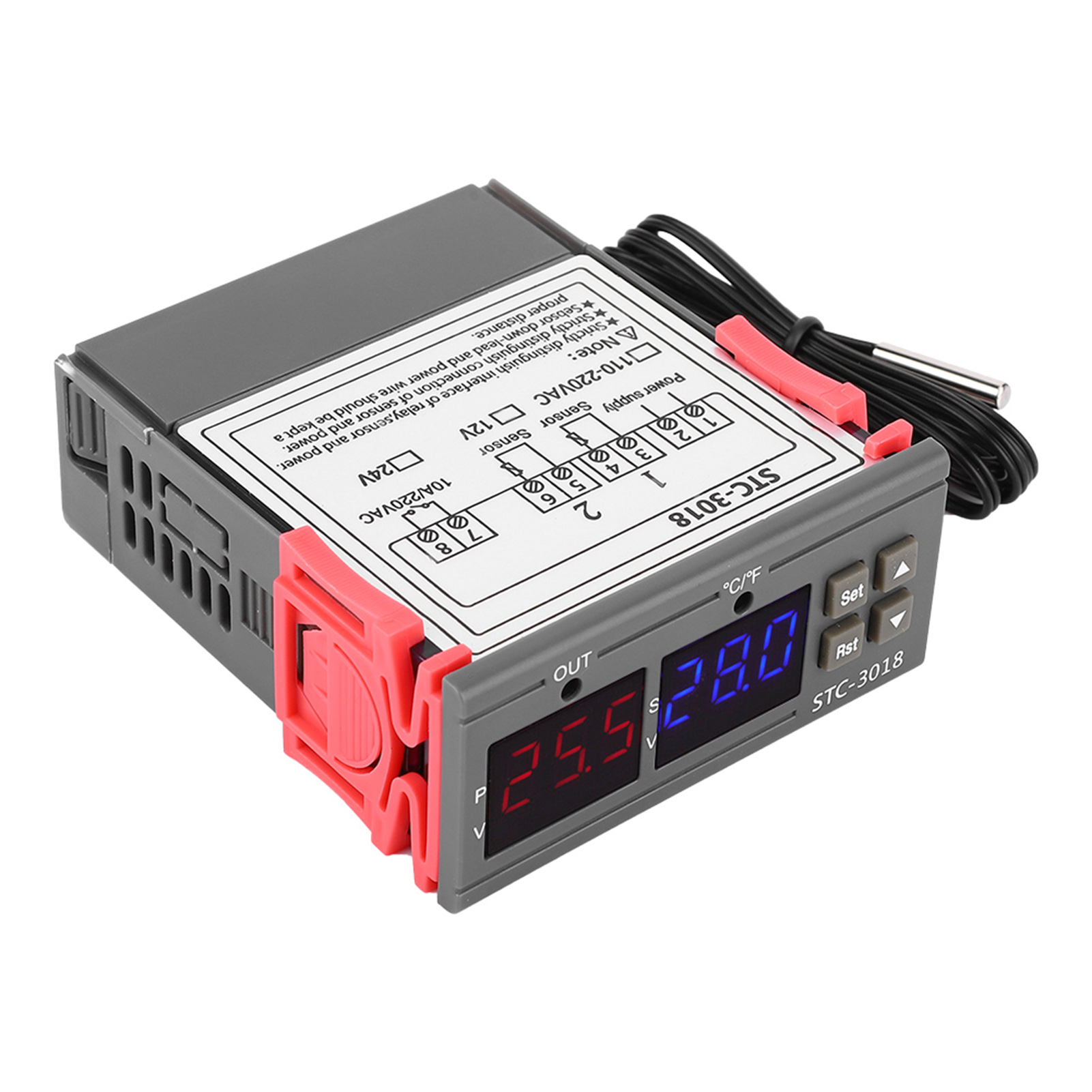 Stc-3018 Digitaler Temperaturregler Mit Sensorthermostat Und Ntc-kabellänge 1 M (24 V)