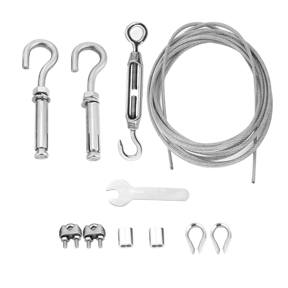 Outdoor-wäscheleine Aus Edelstahl, Robuste Ausführung Mit Spannschloss Und Haken (8 M)
