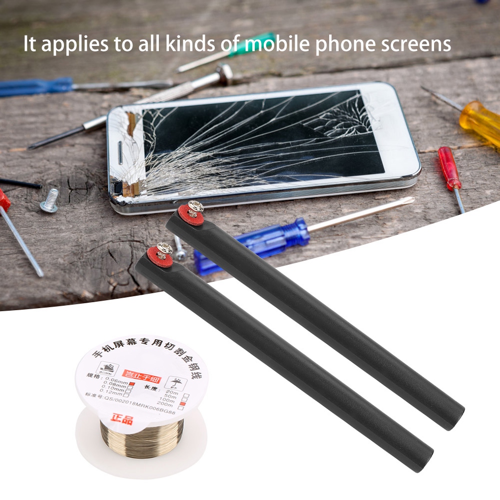 100 M Lange Molybdän-schneidschnur Mit Griff Für Iphone-lcd-bildschirmtrenner (0,06 Mm 100 M)