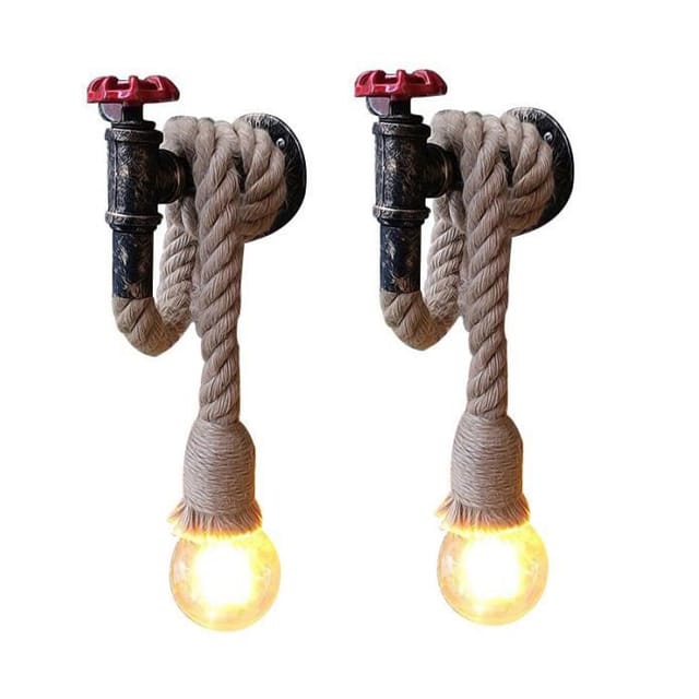 2er Wandleuchter Innen Vintage, Retro Industrie Eisen Rohr Wand Lampe E27 Verstellbar für Wohnzimmer Schlafzimmer (Rost)