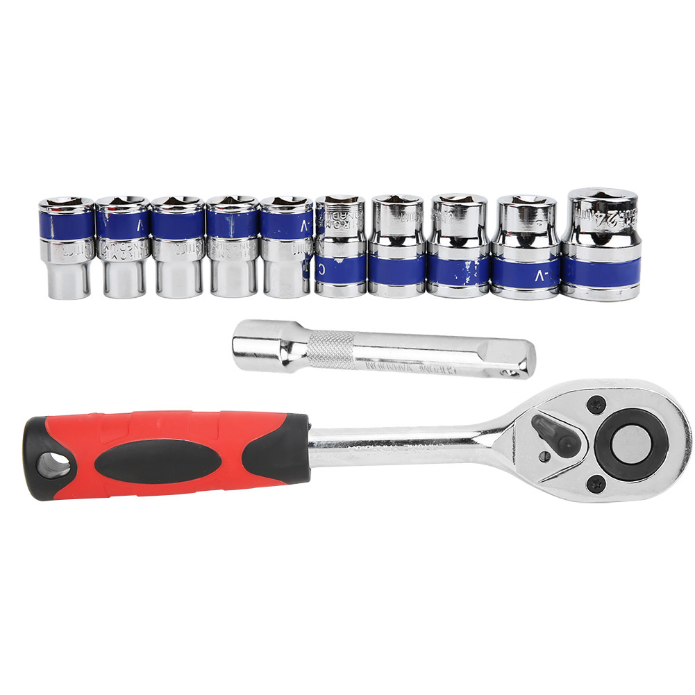 12-teiliger Steckschlüsselsatz Mit Sechskant-steckschlüsselhalter, 1/2 Zoll, Größen 10, 11, 12, 13, 14, 15, 17, 19, 21, 24, Aus Cr-v-stahl