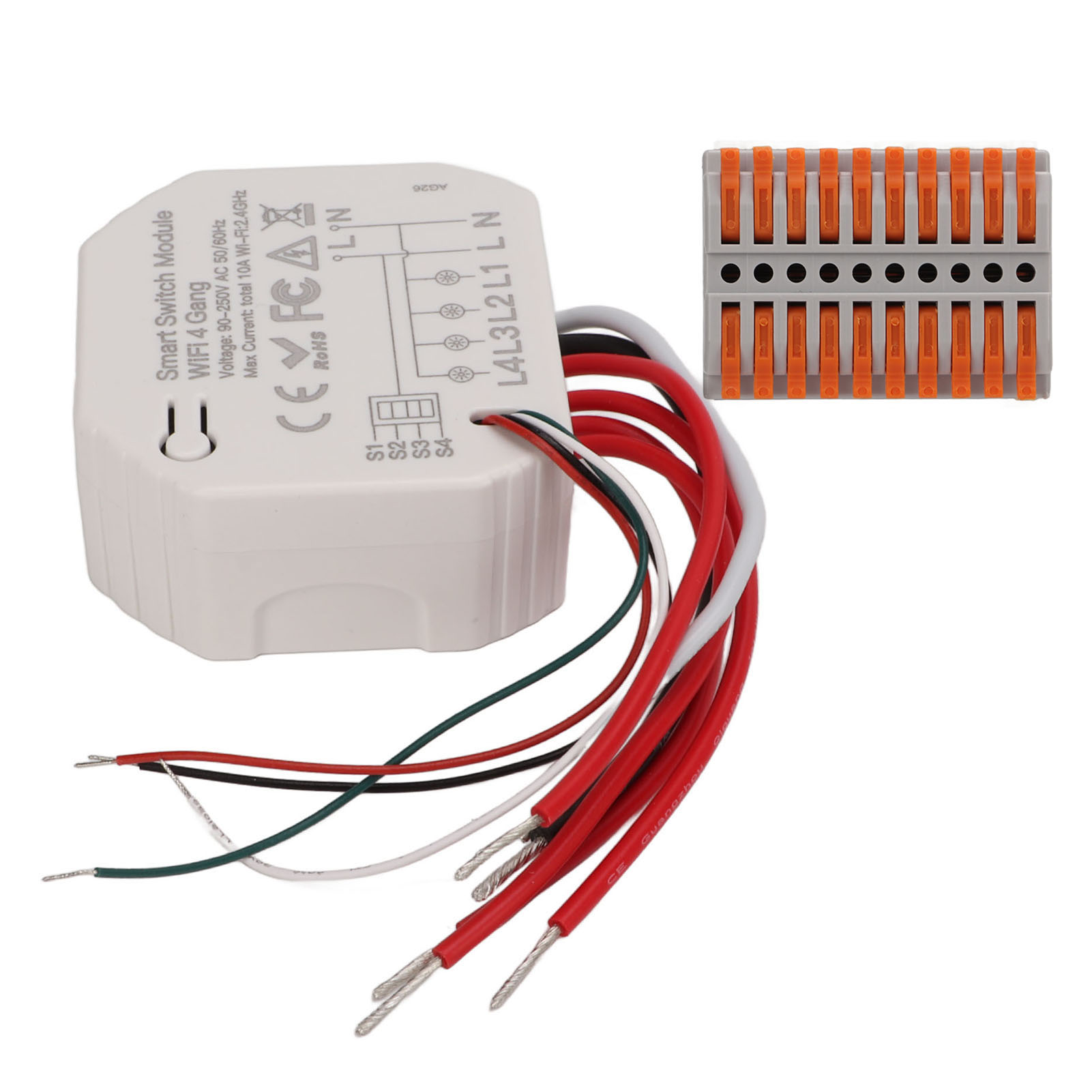 Intelligentes Schaltermodul Mit 4 Kanälen, 2,4-ghz-wlan-fernbedienung Und Zeitschaltuhr, 90–250 V Wechselstrom
