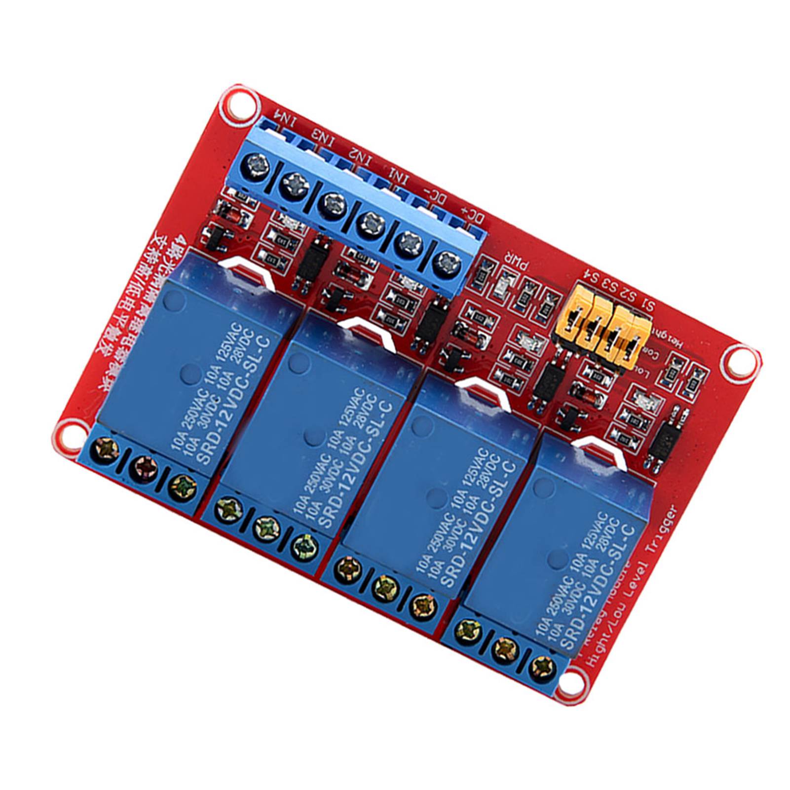 4-kanal-optokoppler-relaismodulplatine, Hoch- Und Niedrigtrigger 5v/12v/24v (12v)