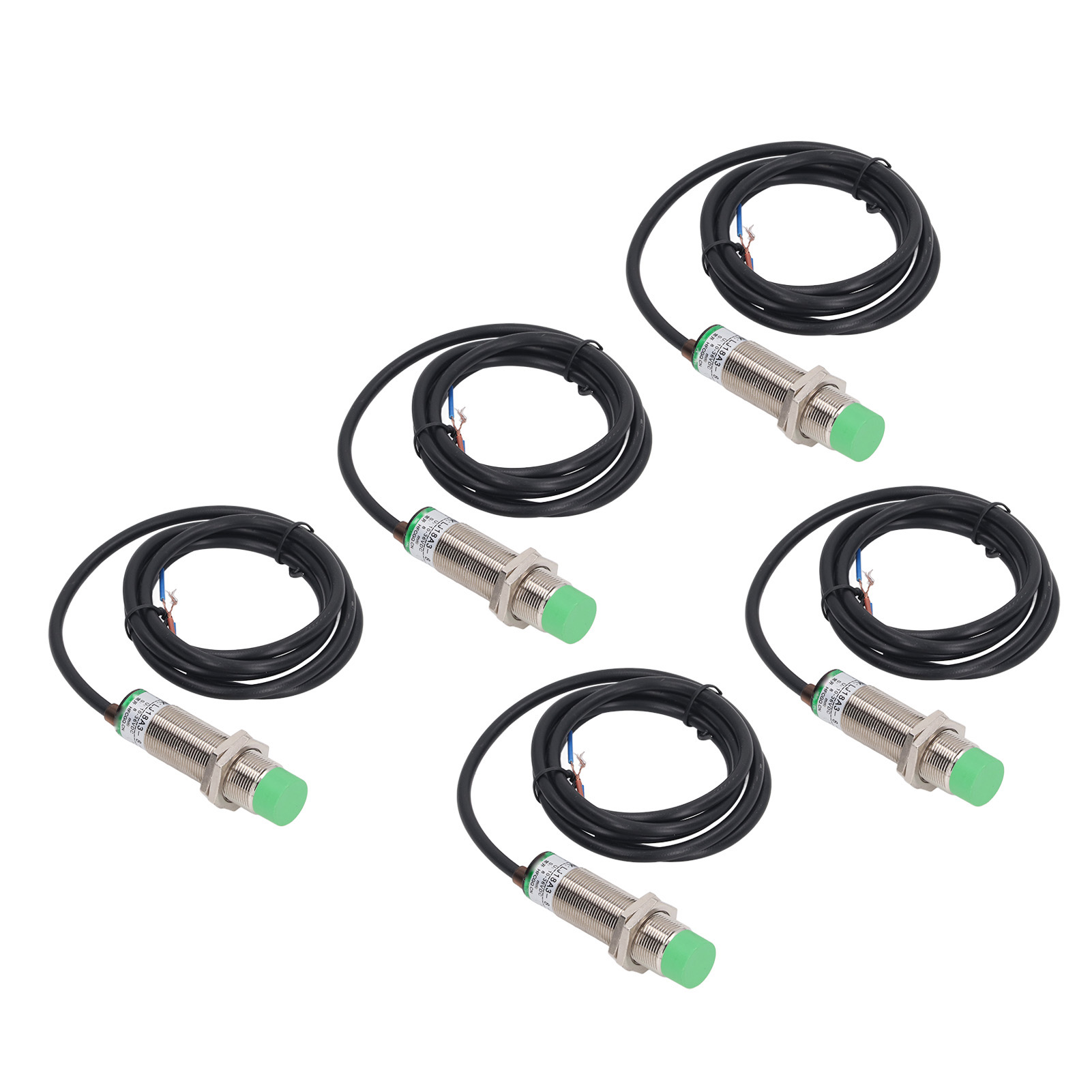 5 Stück Induktive Näherungsschalter, Kontaktloser Distanzsensor, M18, 2-adrig, Normalerweise Offen, 10–36 V Dc