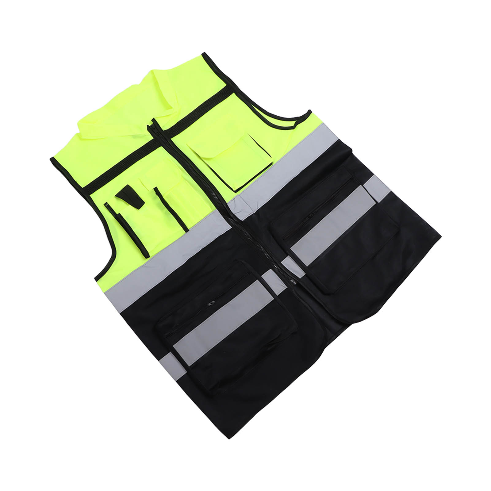 Reflektierende Arbeitsweste Mit Mehreren Taschen, Netzgewebe, Hoher Sichtbarkeit, Atmungsaktiver Sicherheitsweste Mit Reflektierenden Streifen