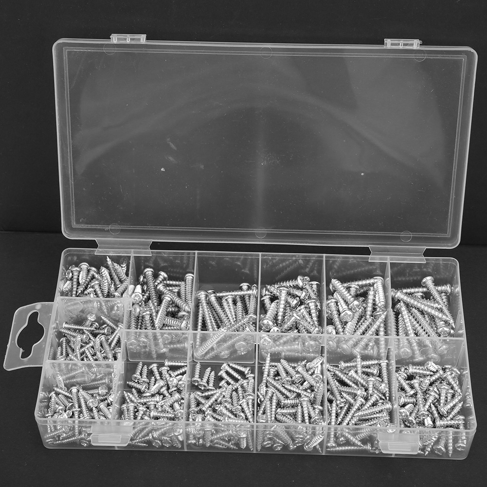 550-teiliges Set Kreuz-rundkopf-selbstbohrschrauben M3, M3,5, M4, M5 Mit Box