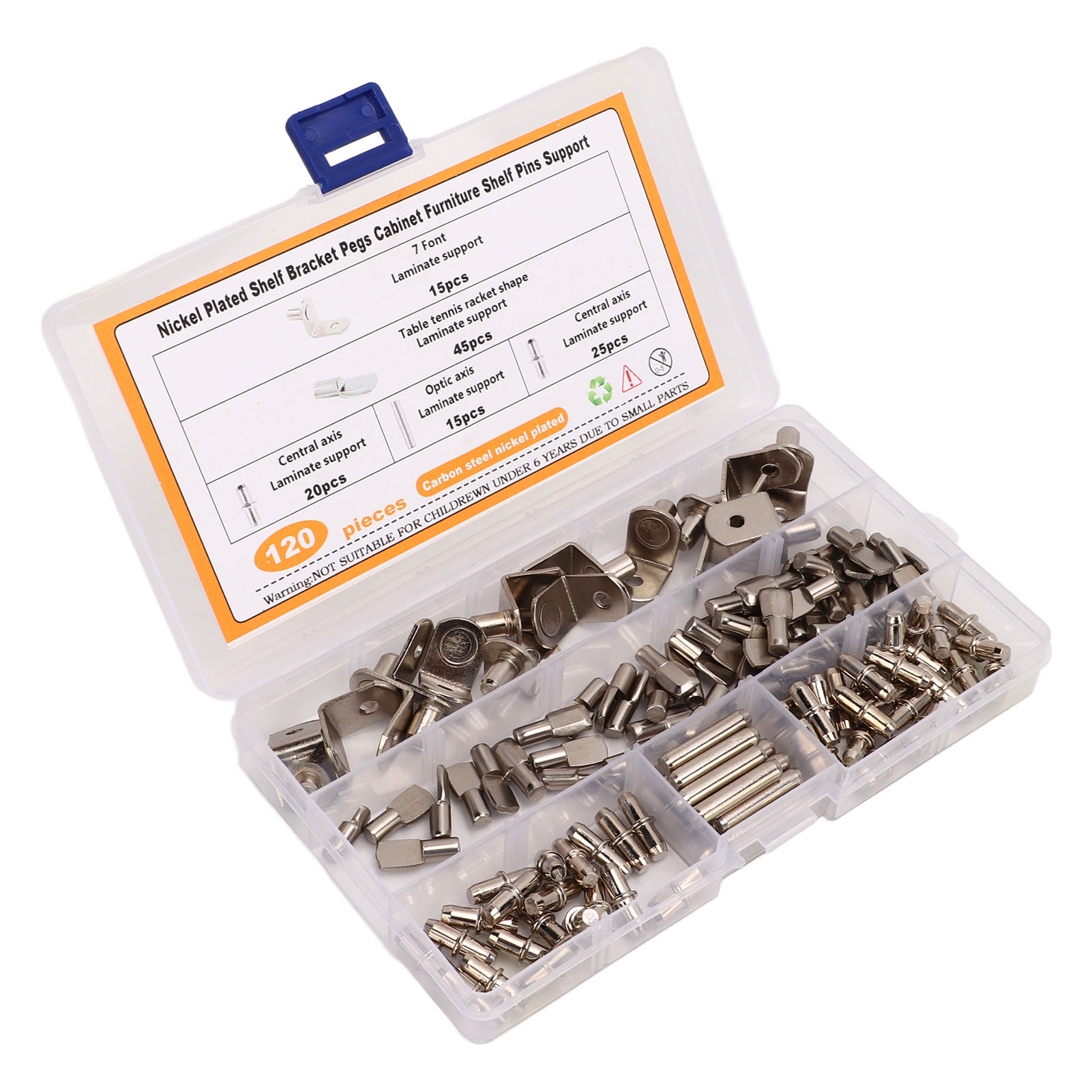 120-teiliges Regalstützstift-set Mit Aufbewahrungsbox, Rostbeständige Regalstifte Für Schränke