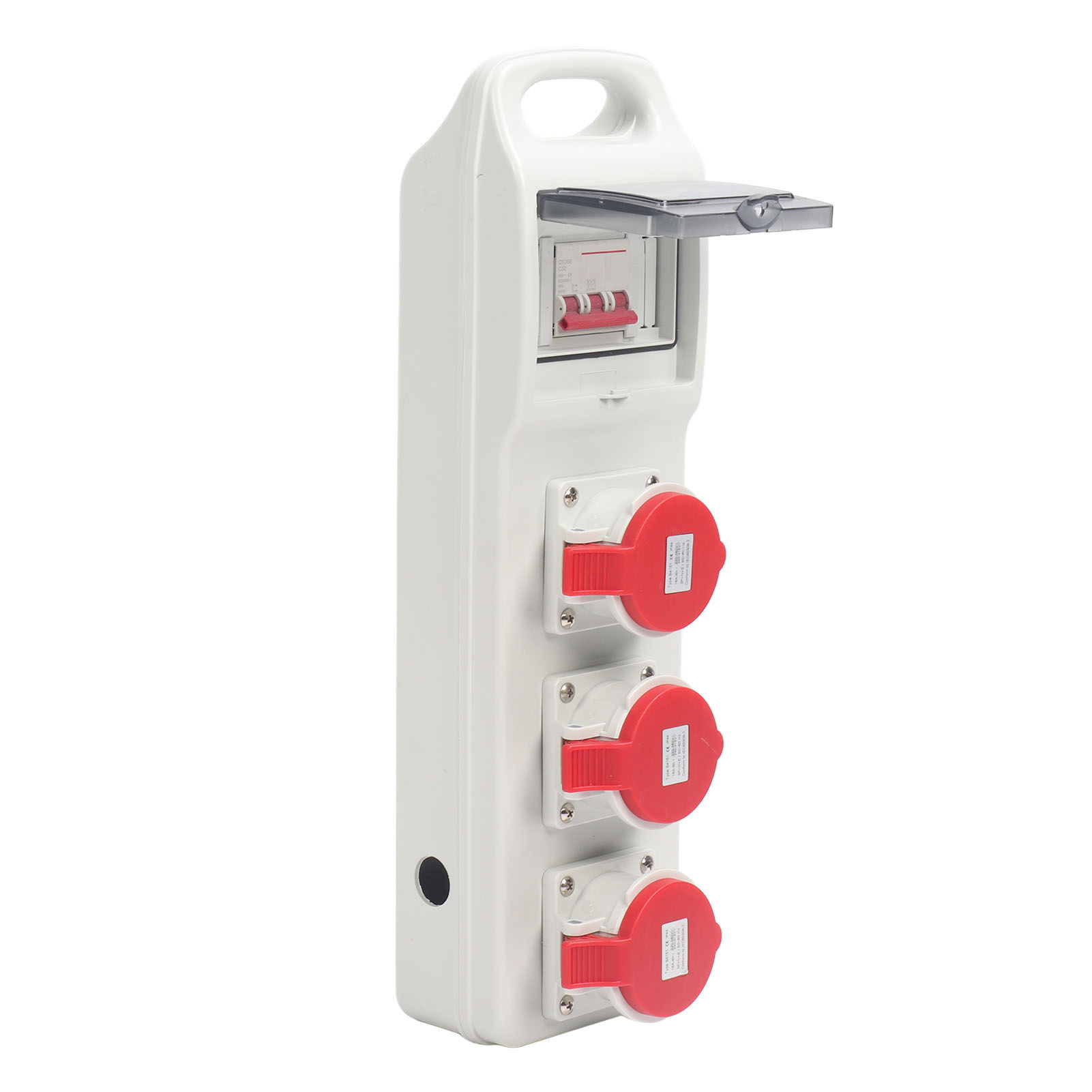 Tragbarer Stromverteiler Mit Schutzschalter, Ip44 Wasserdicht, 3 Steckdosen, Ac 220–380 V / 240–415 V, 16 A