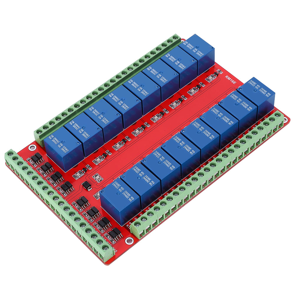 Isolierte 16-kanal-relaismodul-schnittstellenplatine Mit High/low-pegel-triggerung (dc 24v)