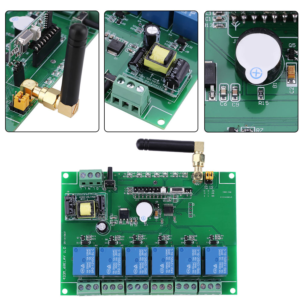 1 Stück 110-240v 6-kanal-rf-relaismodulplatine Fernbedienungsschalter