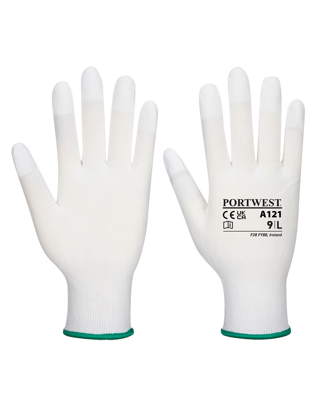Handschuhe mit beschichteten Fingern aus PU, Weiß, Größe M (Größe 8)