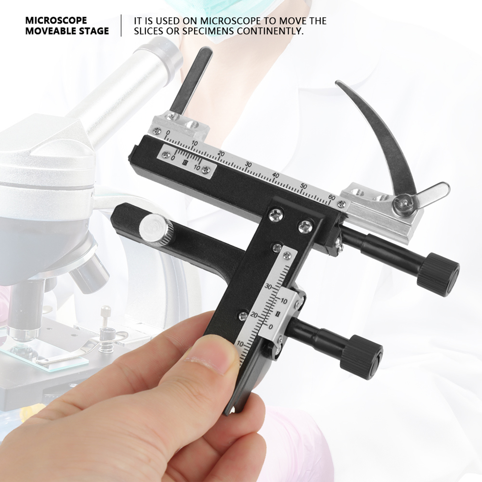 Mikroskop-aufsatz, Mechanischer Xy-tisch, Beweglicher Messschieber Mit Skala
