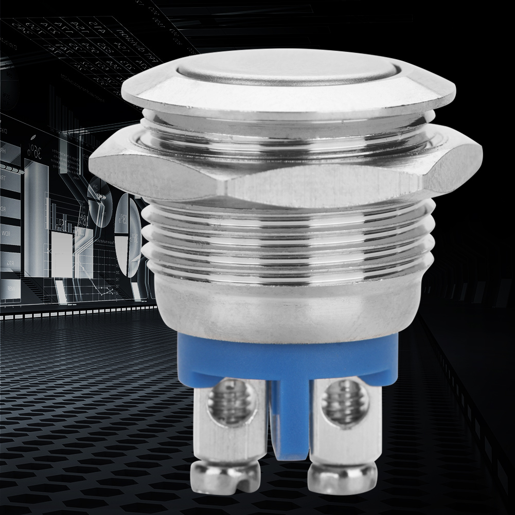 5 Stück/set 16 Mm 250 V Metall Wasserdichter 2-pin Mini-drucktaster (flachkopf)