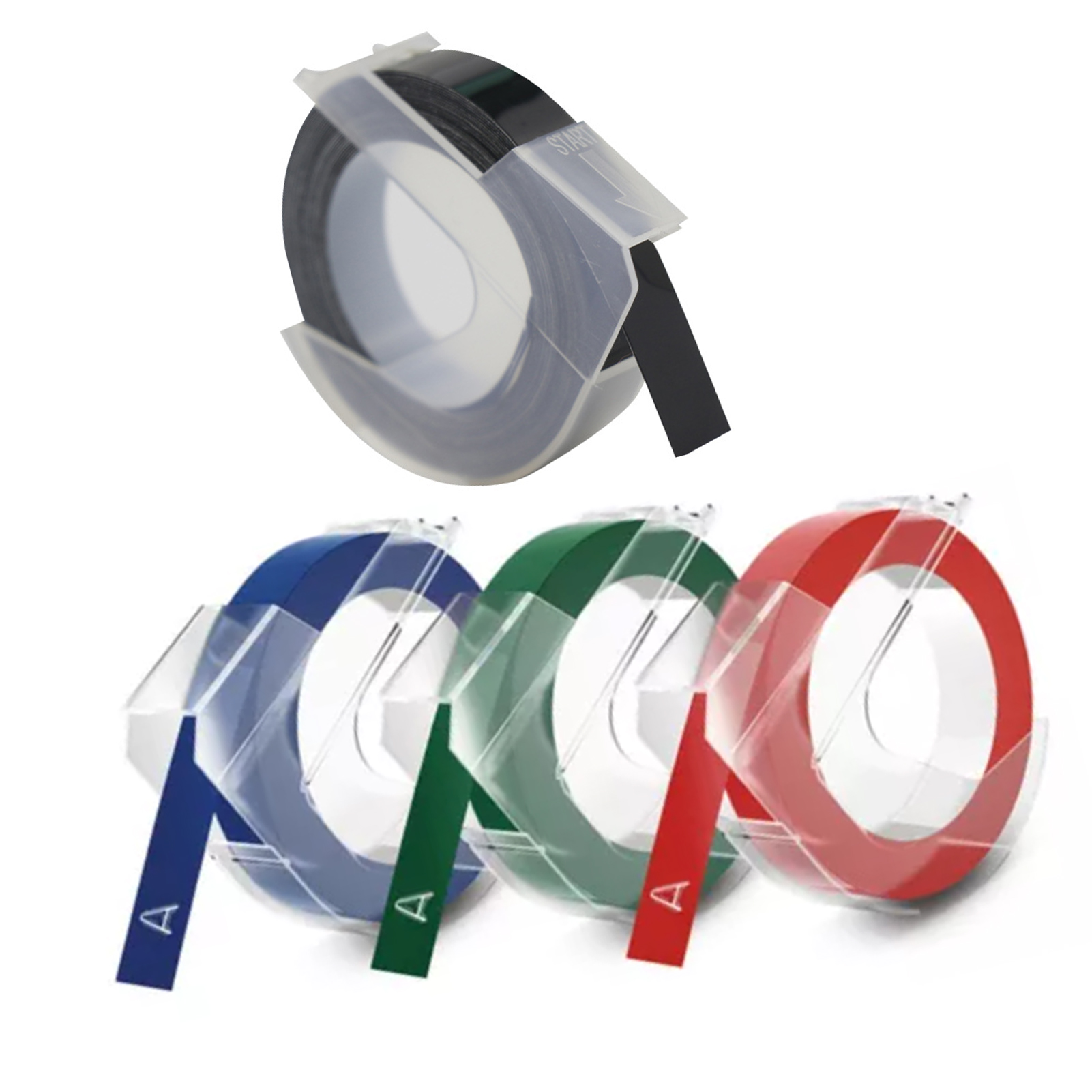 4 Stück 9-mm-etikettenbänder Für Farbdruck, Blau, Rot, Grün, Schwarz, Hintergrund