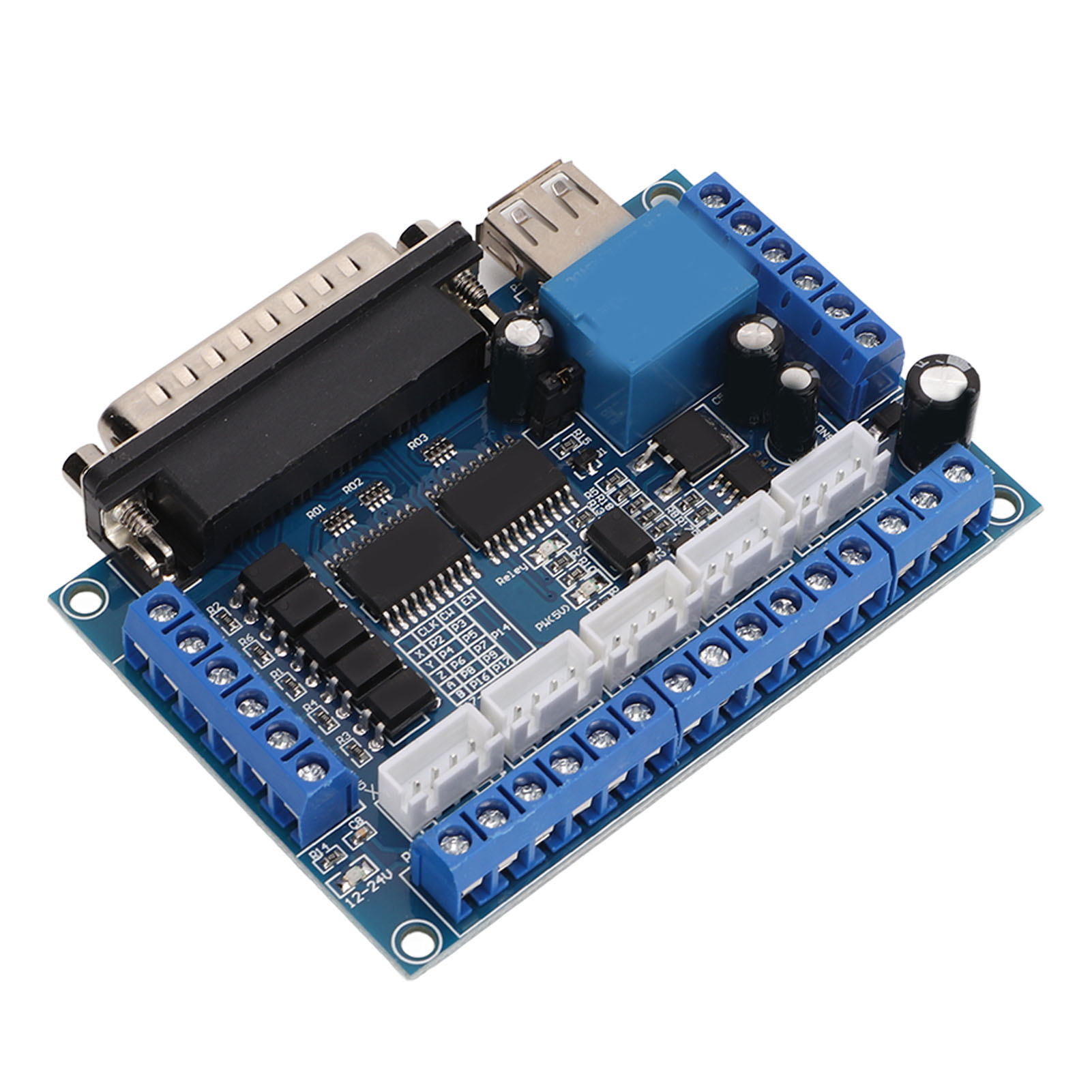 5-achsen-schrittmotortreiber-schnittstellenplatine Mit Optokoppler-isolationsplatine, Usb-db25-kabel, Blau