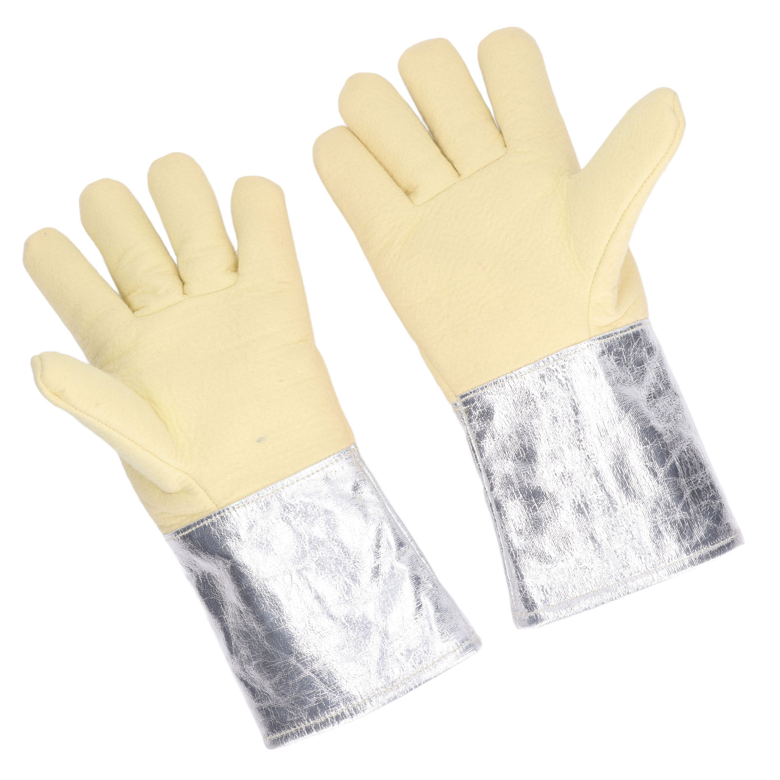1 Paar Aluminiumfolienhandschuhe, Hochtemperaturbeständige Hitzeisolierungshandschuhe Für Industrielle Schweißarbeiten Und Brandbekämpfung