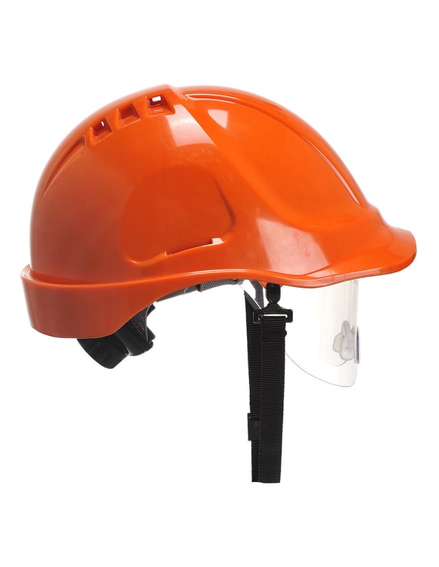 Endurance-Helm mit orangefarbenem Visier