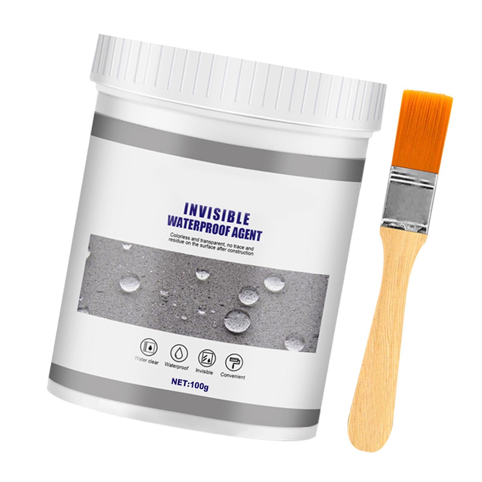 Wasserdichtes, Transparentes, Auslaufsicheres Und Unsichtbares Isolierdichtmittel Mit Pinsel Für Wandfliesen Und Zement, 100 G