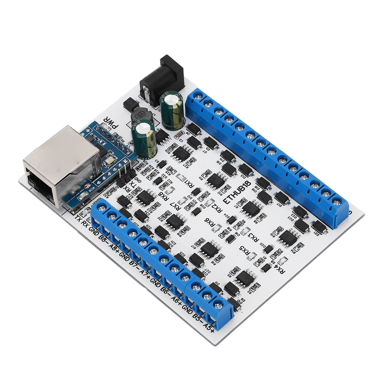 Rj45-zu-8-rs485-hub-konverter Mit Tvs-überspannungsschutz, 115200 Bps Hub-platine Für Sicherheitsüberwachung, Dc7–30v Hub-modul