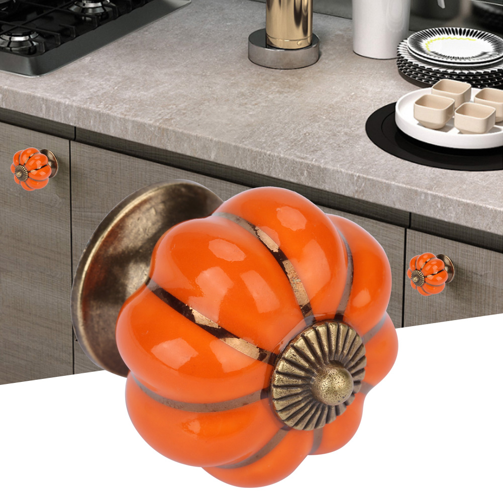 Keramische Kürbisknöpfe Im Europäischen Stil, Griffe Für Schränke, Schubladen Und Möbel (orange)