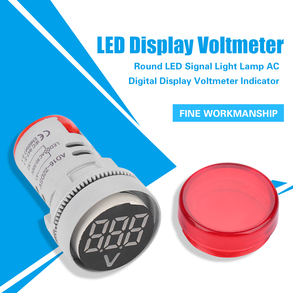 Runde Led-signalleuchte Mit Digitaler Wechselstromanzeige Und Voltmeter (rot)