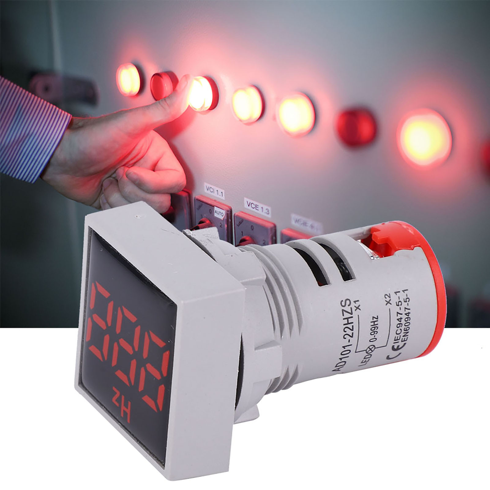 Quadratische Digitale Led-anzeigeleuchte, Wechselstrom 100380v, 2075hz, Frequenzmessung (rot)