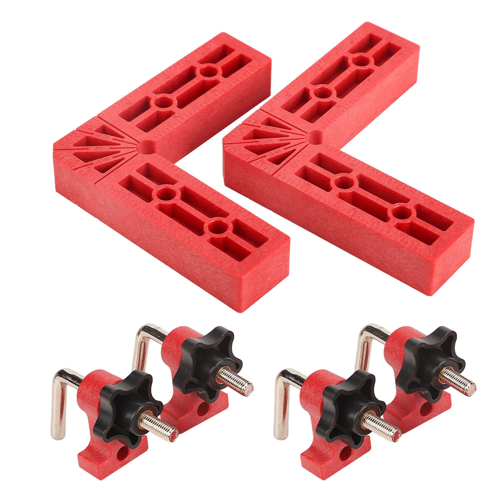 2 Stück 90°-positionierwinkel, Rechtwinklige Befestigungsklemme, Abs-holzbearbeitungswerkzeug, 120 Mm (4-1/2 Zoll), Rot